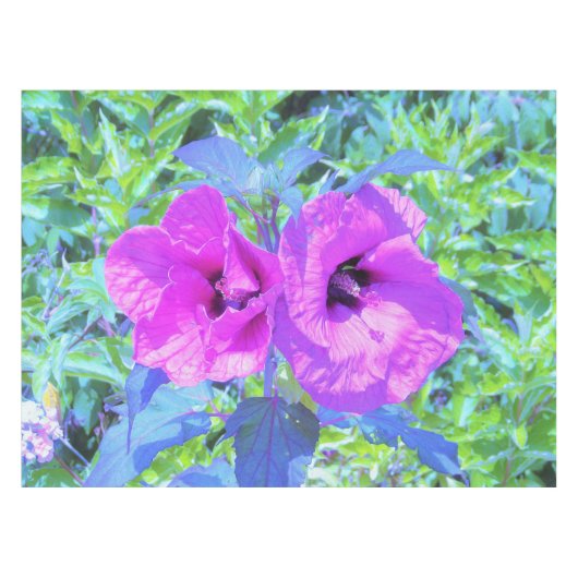 ウルトラバイオレット梅熱狂する紫ハイビスカス花 テーブルクロス (正面(横))