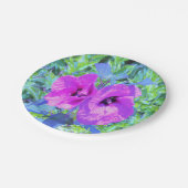 ウルトラバイオレット梅熱狂する紫ハイビスカス花 ペーパープレート (アングル)