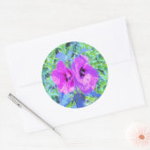 ウルトラバイオレット梅熱狂する紫ハイビスカス花 ラウンドシール (封筒)