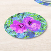 ウルトラバイオレット梅熱狂する紫ハイビスカス花 ラウンドペーパーコースター (アングル)