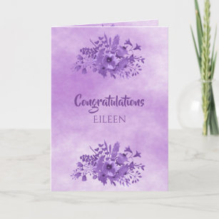 ウルトラバイオレット水彩花お祝い カード