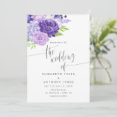 ウルトラバイオレット水彩花柄ウェディング招待状 招待状 (スタンド正面)