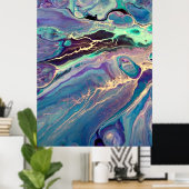 ウルトラバイオレット流体大理石アクリルアート抽象芸術 ポスター (ホームオフィス)