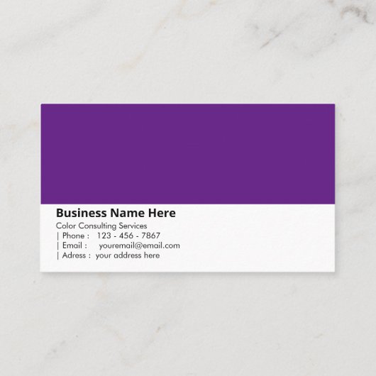 ウルトラバイオレット | 「はっきりした、美しい、ユニーク」色 名刺 (裏面)