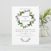 ウルトラバイオレット ウェディング ウォーターカラー フローラル インビテーション (スタンド正面)