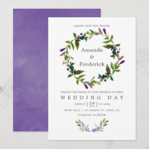 ウルトラバイオレット ウェディング ウォーターカラー フローラル インビテーション