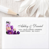 ウルトラバイオレット パープル フローラル ウォーターカラー ウェディング ラベル (インサイチュ)