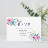 ウルトラバイオレット 水彩 花 ウェディング RSVP (スタンド正面)