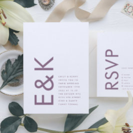 ウルトラパープルとホワイトビッモダンクはっきりしたモノグラム 招待状