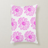 ウルトラピンクデイジーフラワープリント、ヒッピーフローラ アクセントクッション (正面(垂直))