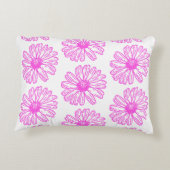 ウルトラピンクデイジーフラワープリント、ヒッピーフローラ アクセントクッション (裏面)