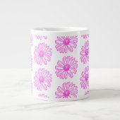 ウルトラピンクデイジーフラワープリント、ヒッピーフローラ ジャンボコーヒーマグカップ (正面)