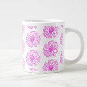ウルトラピンクデイジーフラワープリント、ヒッピーフローラ ジャンボコーヒーマグカップ (右)