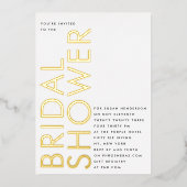 ウルトラブラックモダン名前をカスタムする金ゴールドブライダルシャワー 箔招待状 (正面)