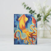 ウルトラマリンに浮かぶ黄色いか海 ポストカード (スタンド正面)