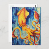 ウルトラマリンに浮かぶ黄色いか海 ポストカード (正面/裏面)