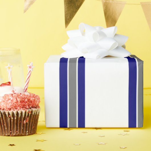 ウルトラマリンブルーとグレーストライプのラッピング紙 ラッピングペーパー (誕生日パーティー)