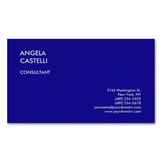 ウルトラマリンブルートレンディーモダンミニマリストプレーン マグネット名刺 (正面)