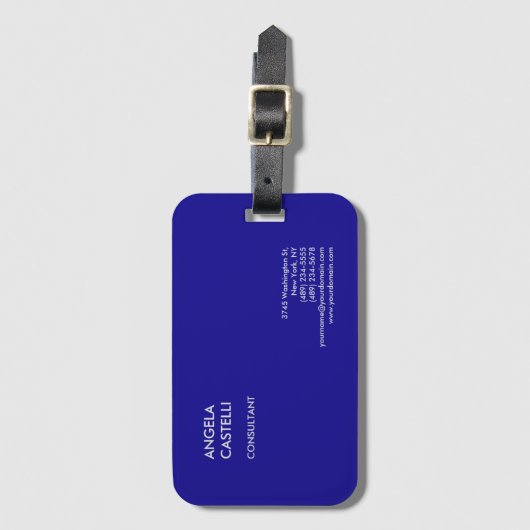 ウルトラマリンブルートレンディーモダンミニマリストプレーン ラゲッジタグ (正面縦)