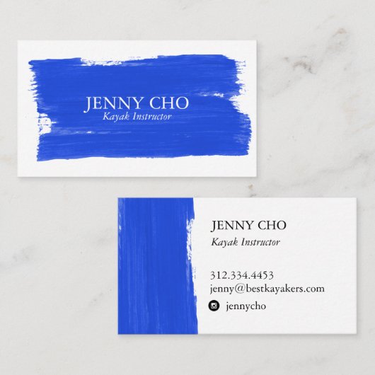 ウルトラマリンブルー絵を描ストライプの名刺 名刺 (正面/裏面)