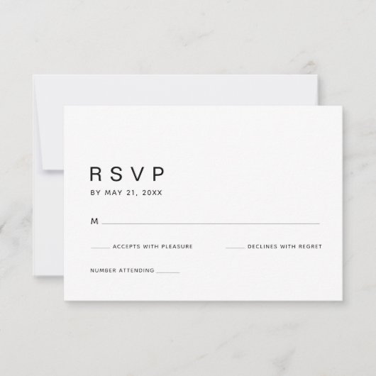 ウルトラミニマリスト ホワイト ウェディング RSVP (正面)