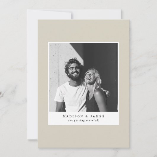 ウルトラミニマルカジュアルフォトフレーム結婚ベージュ セーブザデート (正面)