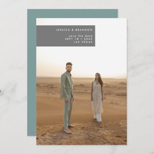 ウルトラミニマルシンプルモダンフォト結婚ズ セーブザデート (正面/裏面)