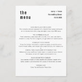 ウルトラミニマルスタイリッシュ白黒結婚ズディナー メニュー (正面)