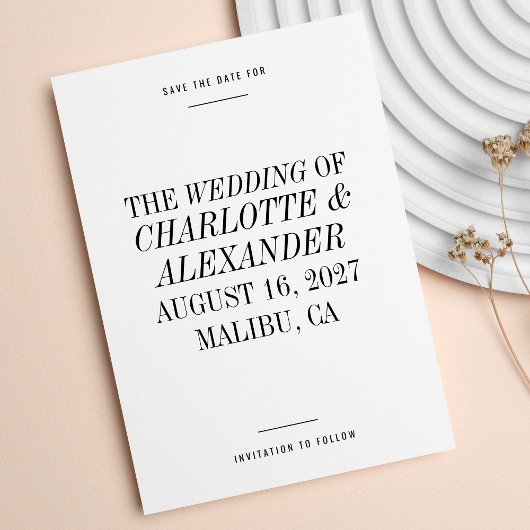 ウルトラミニマルタイポグラフィ白黒結婚の セーブザデート