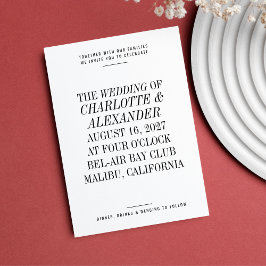 ウルトラミニマルタイポグラフィ白黒結婚の 招待状