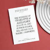 ウルトラミニマルタイポグラフィ白黒結婚の 招待状