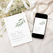 ウルトラミニマルモダンオリーブブランチ結婚ズ 招待状