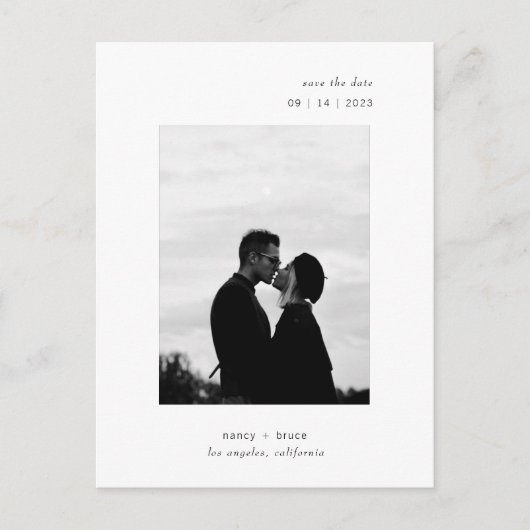 ウルトラミニマルモダンタイポグラフィ写真結婚の救2018 案内ポストカード (正面)