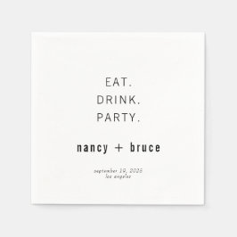 ウルトラミニマルモダンタイポグラフィ結婚の歓迎 スタンダードカクテルナプキン