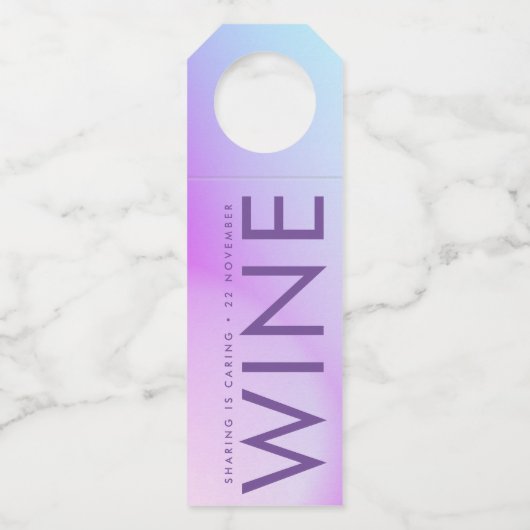 ウルトラモダングラディエント紫秋の結婚式 ボトルネックタグ (正面)