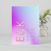 ウルトラモダングラディエント紫秋の結婚式 箔招待状 (立ち正面)