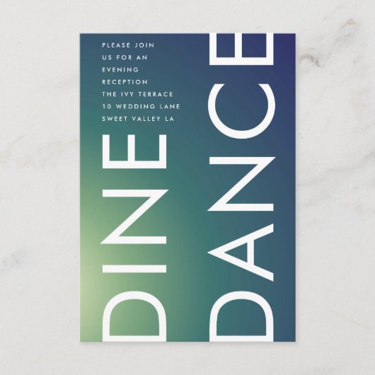 ウルトラモダングラディエント緑グラデーション青結婚色 エンクロージャーカード (正面)