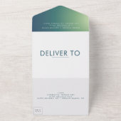 ウルトラモダングラディエント緑グラデーション青結婚色 オールインワン招待状 (外側)