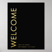 ウルトラモダンシンプル結婚の歓迎金ゴールド 箔ポスター (正面)