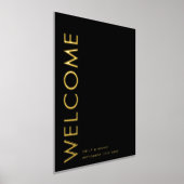 ウルトラモダンシンプル結婚の歓迎金ゴールド 箔ポスター (レイダウン)