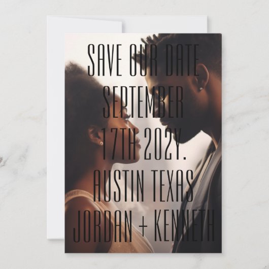 ウルトラモダンシンプル詳細ビッはっきりしたクの写真結婚の数 セーブザデート (正面)