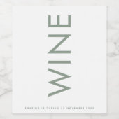 ウルトラモダンセージはっきりしたグリーンモノグラムシンプル ワインラベル (シングルラベル)