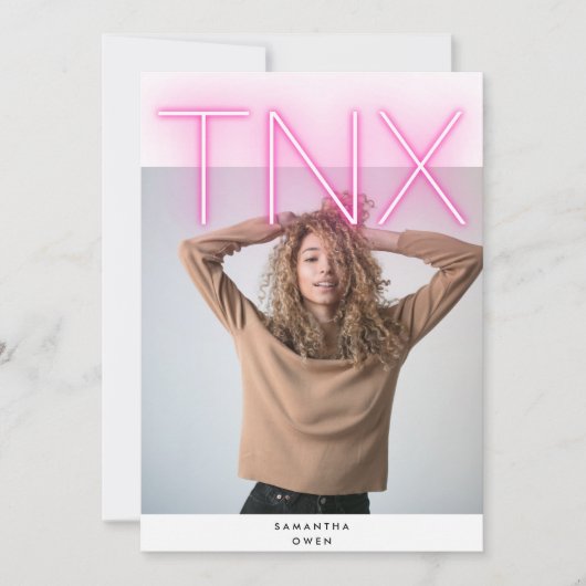 ウルトラモダンネオンピはっきりしたンクTNXシンプル卒業生 サンキューカード (正面)