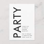 ウルトラモダンネームはっきりしたブラックウェディングレセプション エンクロージャーカード (正面)