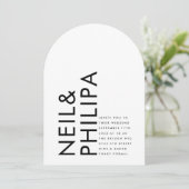 ウルトラモダンネームシンプル結婚のArch 招待状 (スタンド正面)