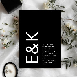 ウルトラモダンビッはっきりしたグモノグラムシンプル結婚 招待状