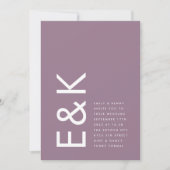 ウルトラモダンビッはっきりしたグモノグラムパープル結婚ズ 招待状 (正面)