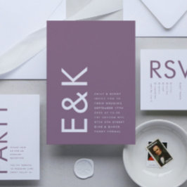 ウルトラモダンビッはっきりしたグモノグラムパープル結婚ズ 招待状