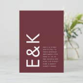 ウルトラモダンビッはっきりしたグモノグラムブルゴーディマルーン 招待状 (スタンド正面)