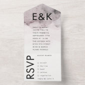 ウルトラモダンブラックのインクウォーター結婚カラー オールインワン招待状 (内側)